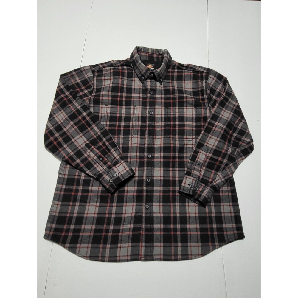 (#L6)Ridgecut Tough wear Plaid Heavy Flannel  Long Sleeve Button Up Men's XL